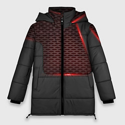 Куртка зимняя женская Объемная красная сетка на черной пластине, цвет: 3D-черный