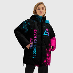 Куртка зимняя женская Thirty Seconds to Mars Neon Gradient, цвет: 3D-черный — фото 2