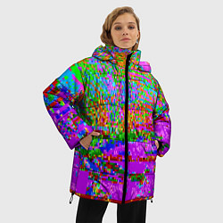 Куртка зимняя женская Пиксельный глитч-арт паттерн, цвет: 3D-светло-серый — фото 2