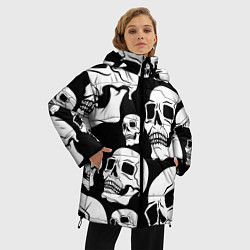 Куртка зимняя женская Черепа - чёрный фон, цвет: 3D-черный — фото 2