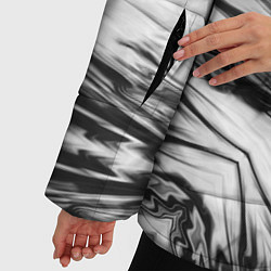 Куртка зимняя женская Черно-белый абстрактный узор Трио, цвет: 3D-светло-серый — фото 2