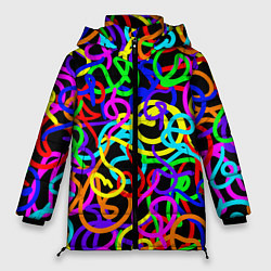 Куртка зимняя женская Неоновый беспорядок, цвет: 3D-черный