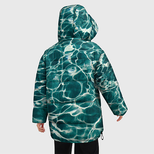 Женская зимняя куртка Абстрактные волны в воде - Тёмно-зелёный / 3D-Светло-серый – фото 4