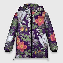 Куртка зимняя женская Оранжевые Цветы Сада, цвет: 3D-светло-серый