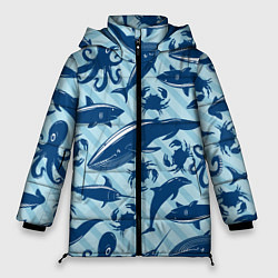 Куртка зимняя женская Жители океанских глубин, цвет: 3D-красный