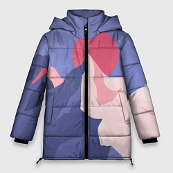 Куртка зимняя женская Пейзаж гор и леса в стиле ретро, цвет: 3D-черный