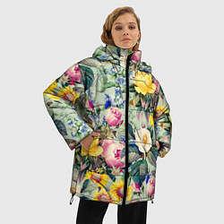 Куртка зимняя женская Солнечные Цветы, цвет: 3D-красный — фото 2