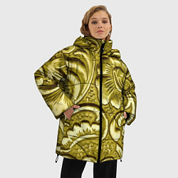 Куртка зимняя женская Золотой орнамент - чеканка, цвет: 3D-черный — фото 2