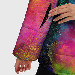 Куртка зимняя женская Разноцветные брызги кляксы, цвет: 3D-красный — фото 2