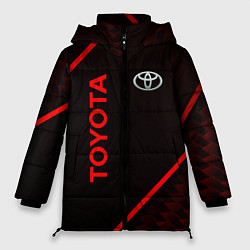 Куртка зимняя женская Toyota Красная абстракция, цвет: 3D-красный