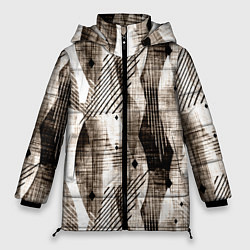 Куртка зимняя женская Абстрактный гранжевый коричнево-бежевый, цвет: 3D-светло-серый