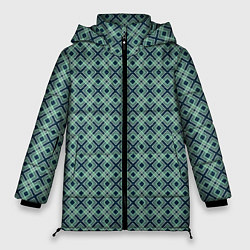 Куртка зимняя женская Геометрический бирюзовый узор на текстурированном, цвет: 3D-светло-серый