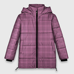 Куртка зимняя женская Мелкая черно-розовая клетка, цвет: 3D-черный