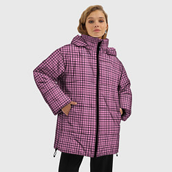 Куртка зимняя женская Мелкая черно-розовая клетка, цвет: 3D-черный — фото 2