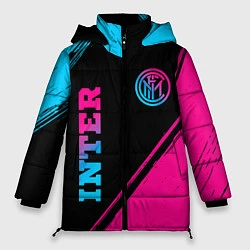 Куртка зимняя женская Inter - neon gradient: символ и надпись вертикальн, цвет: 3D-черный