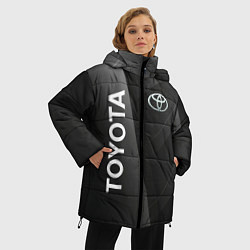 Куртка зимняя женская Toyota - серая абстракция, цвет: 3D-красный — фото 2