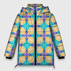 Куртка зимняя женская Мозаика лепестки, цвет: 3D-черный