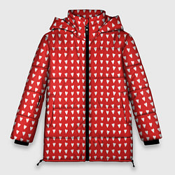 Куртка зимняя женская Красные сердечки паттерн, цвет: 3D-черный