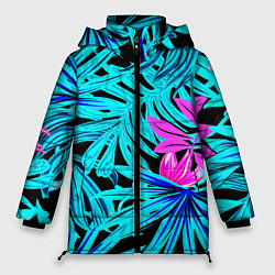 Куртка зимняя женская Palm branches, цвет: 3D-светло-серый