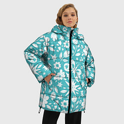 Куртка зимняя женская Нежный цветочный паттерн, цвет: 3D-красный — фото 2