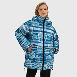 Куртка зимняя женская Паттерн из створок ракушки - океан, цвет: 3D-черный — фото 2