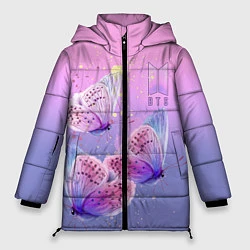 Куртка зимняя женская BTS красивые бабочки, цвет: 3D-красный