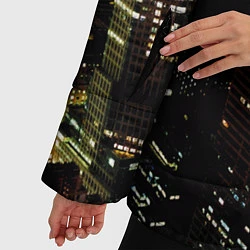 Куртка зимняя женская Ночной город - вид с высоты, цвет: 3D-красный — фото 2