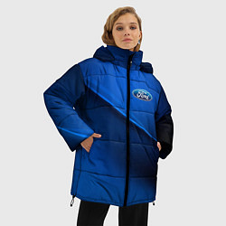 Куртка зимняя женская Ford - синяя абстракция, цвет: 3D-красный — фото 2