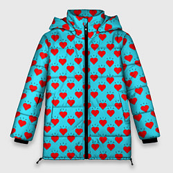 Куртка зимняя женская Лайки и черточки, цвет: 3D-красный