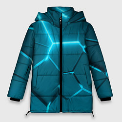 Куртка зимняя женская Ледяные неоновые геометрические плиты, цвет: 3D-светло-серый