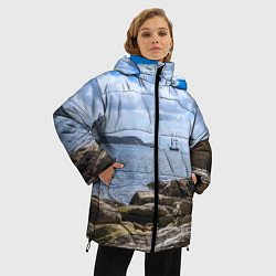 Куртка зимняя женская Парусник на горизонте океана, цвет: 3D-черный — фото 2
