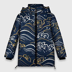 Куртка зимняя женская Японский узор волны, цвет: 3D-красный