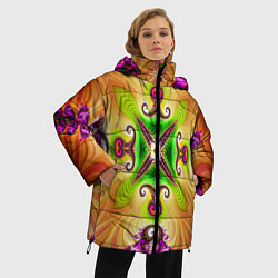 Куртка зимняя женская Яркий фрактальный узор, цвет: 3D-красный — фото 2