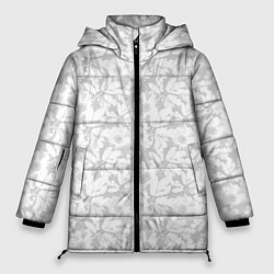 Куртка зимняя женская Белые цветы на светло сером, цвет: 3D-черный