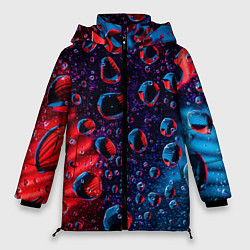 Куртка зимняя женская Капли воды на цветном стекле, цвет: 3D-черный