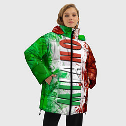 Куртка зимняя женская Флаг Италии - кляксы, цвет: 3D-красный — фото 2