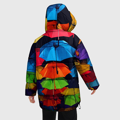 Женская зимняя куртка Разноцветные зонтики - композиция / 3D-Красный – фото 4