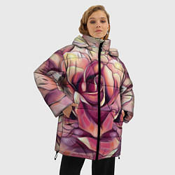 Куртка зимняя женская Крупная роза маслом, цвет: 3D-красный — фото 2