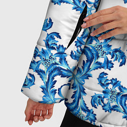 Куртка зимняя женская Гжель рисунок цветы, цвет: 3D-светло-серый — фото 2