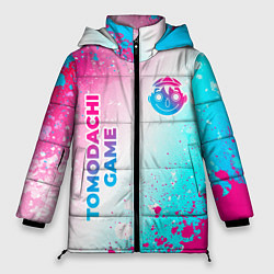 Куртка зимняя женская Tomodachi Game neon gradient style: надпись, симво, цвет: 3D-черный