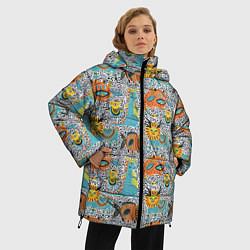 Куртка зимняя женская Фантастические животные, цвет: 3D-светло-серый — фото 2