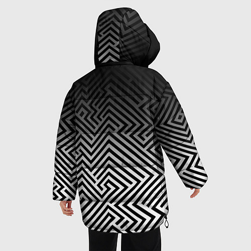 Женская зимняя куртка Геометрические узоры с градиентом / 3D-Светло-серый – фото 4
