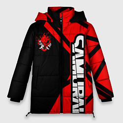 Куртка зимняя женская Cyberpunk 2077 - Надпись Samurai, цвет: 3D-светло-серый