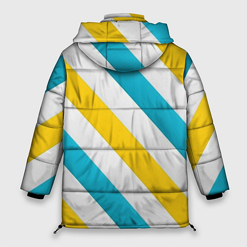 Женская зимняя куртка Желтые и синие полосы / 3D-Светло-серый – фото 2