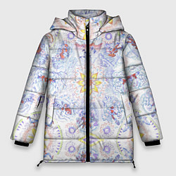 Куртка зимняя женская Рисунок чернилами осень среди людей, цвет: 3D-красный