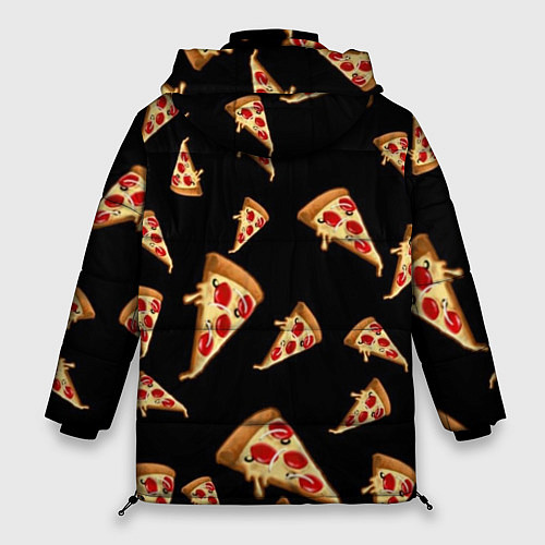 Женская зимняя куртка Куски пиццы на черном фоне / 3D-Светло-серый – фото 2