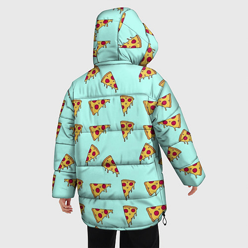 Женская зимняя куртка Куски пиццы на голубом фоне / 3D-Светло-серый – фото 4