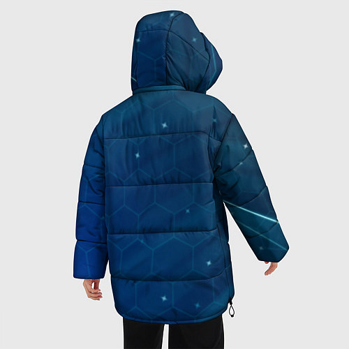 Женская зимняя куртка Real madrid голубая абстракция / 3D-Красный – фото 4