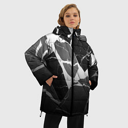 Куртка зимняя женская Черно-белый мрамор с трещинами, цвет: 3D-черный — фото 2