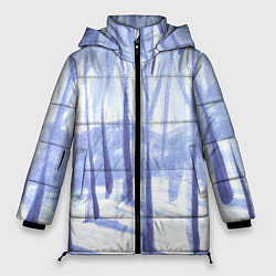 Куртка зимняя женская Зимний лес акварель, цвет: 3D-красный
